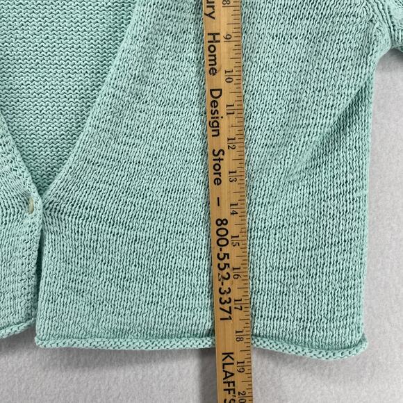 EILEEN FISHER Sweater M Cotton Tape Yarn Cardigan On Button Green HK VTG - Picture 15 of 16